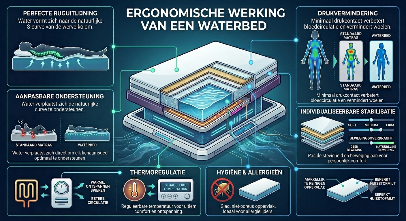 Ergonomische werking van een waterbed